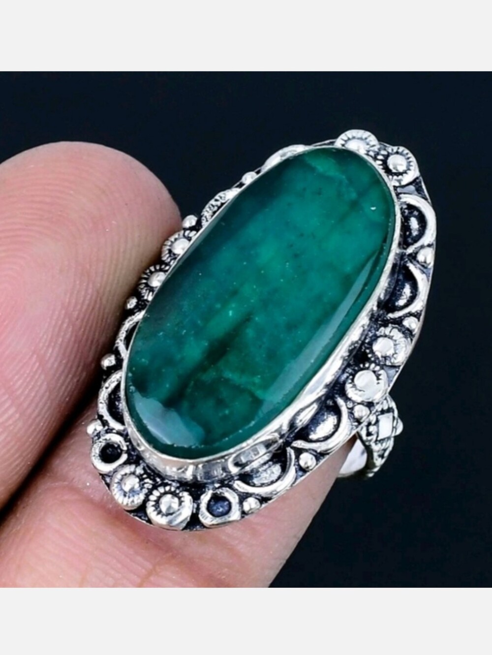 Green Labradorite Gemstone 925 Sterling Silver Handmade Ring